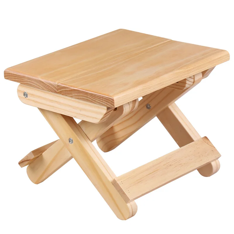 Kids Outdoor Folding Chair - Pine Wood Folding Stool Portable Household