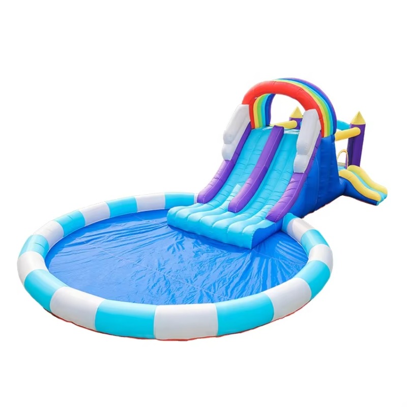 Kids Outdoor Water - Giant Rainbow Inflatable Water Slide for