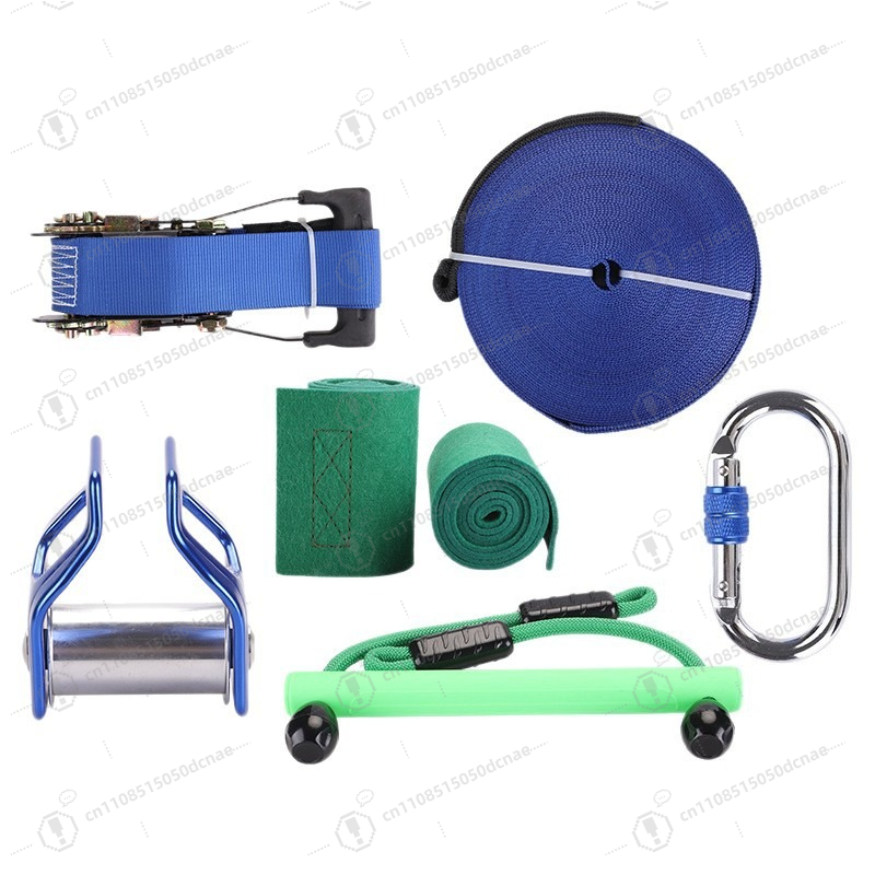 Kids Outdoor Obstacle Course Equipment - Children Slackline Training Kit, Monkey Bar