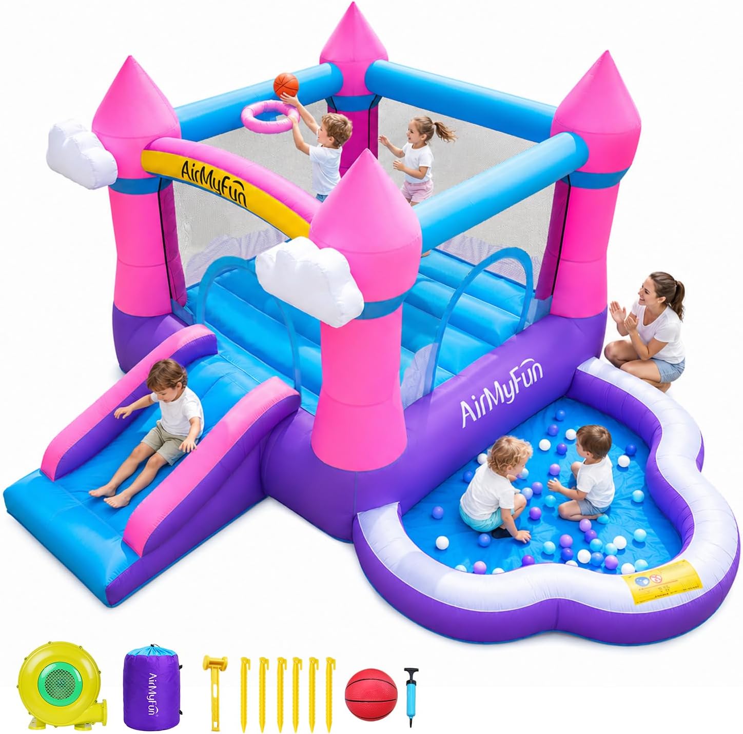 Kids Outdoor Water - Pink Indoor/Outdoor Inflatable Bounce House for