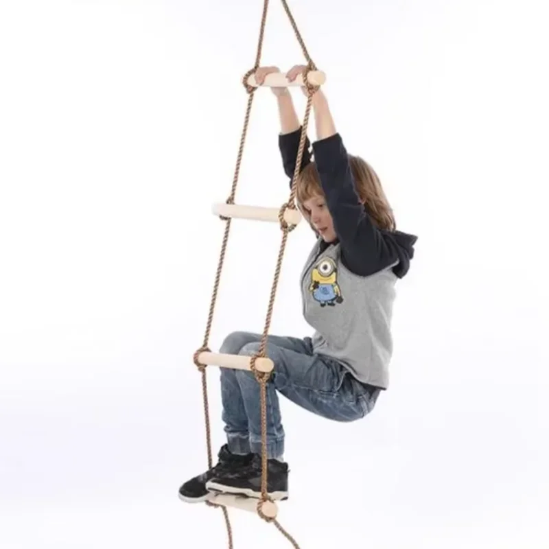 Kids Outdoor Climber - Children Climbing Rope Ladder Wooden Material