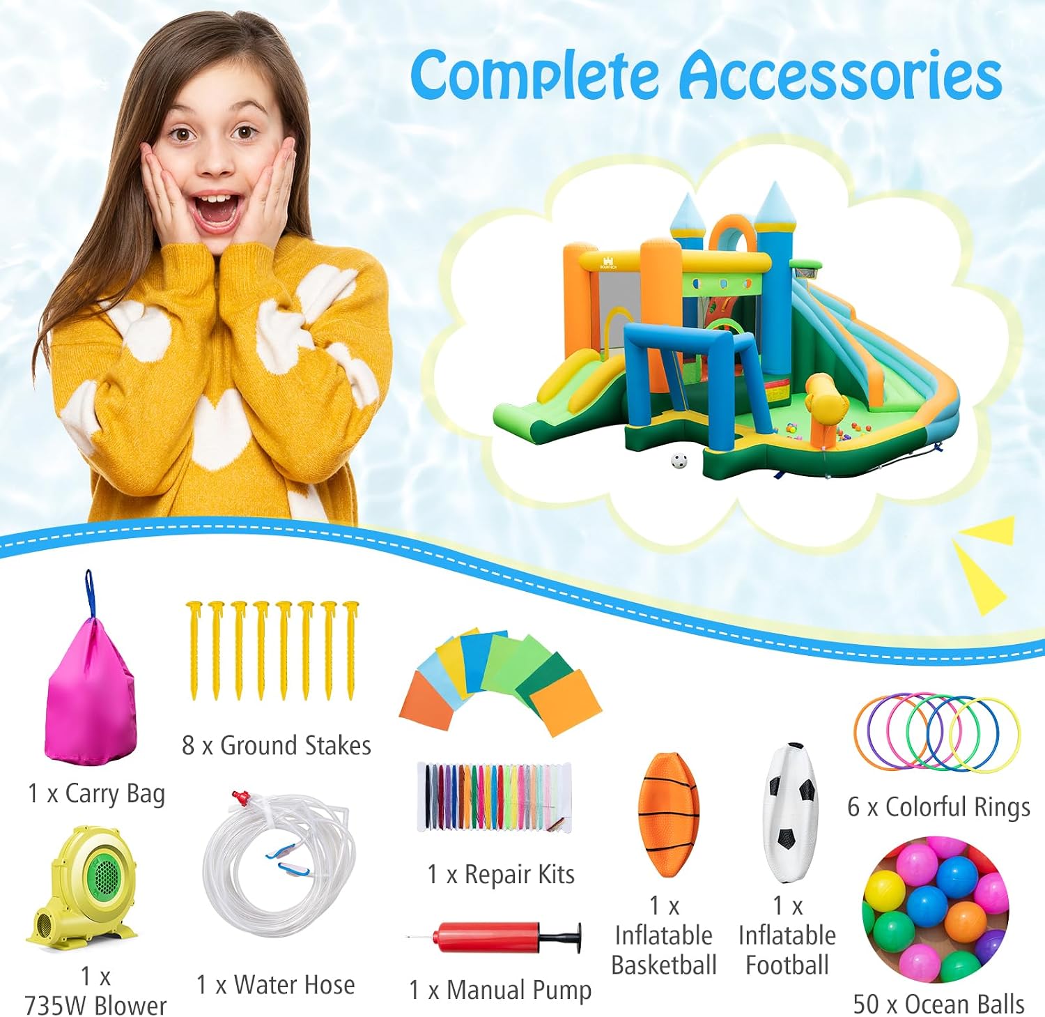 9-in-1 Inflatable Water Slide  - огляд і ціна Kids Outdoor Water