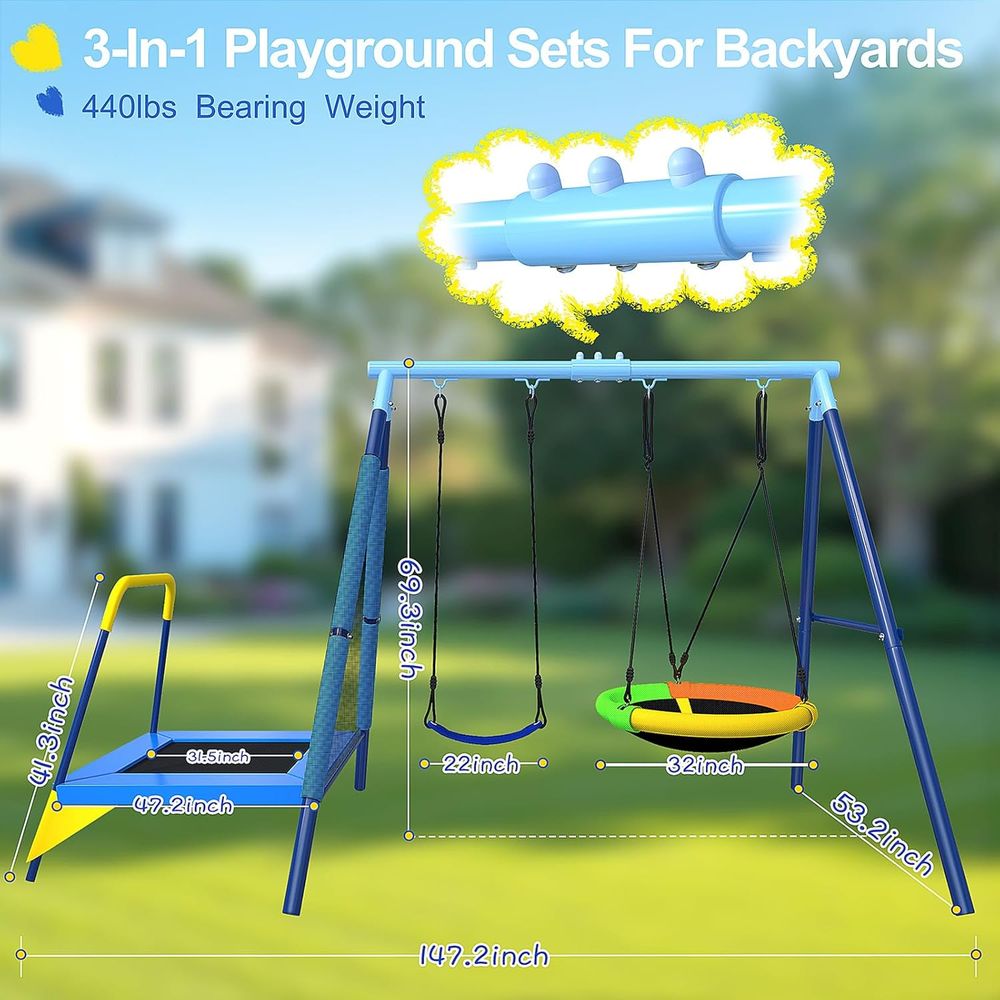 3-in-1 Kids Swing t with Tpoli - огляд і ціна Kids Outdoor Zone
