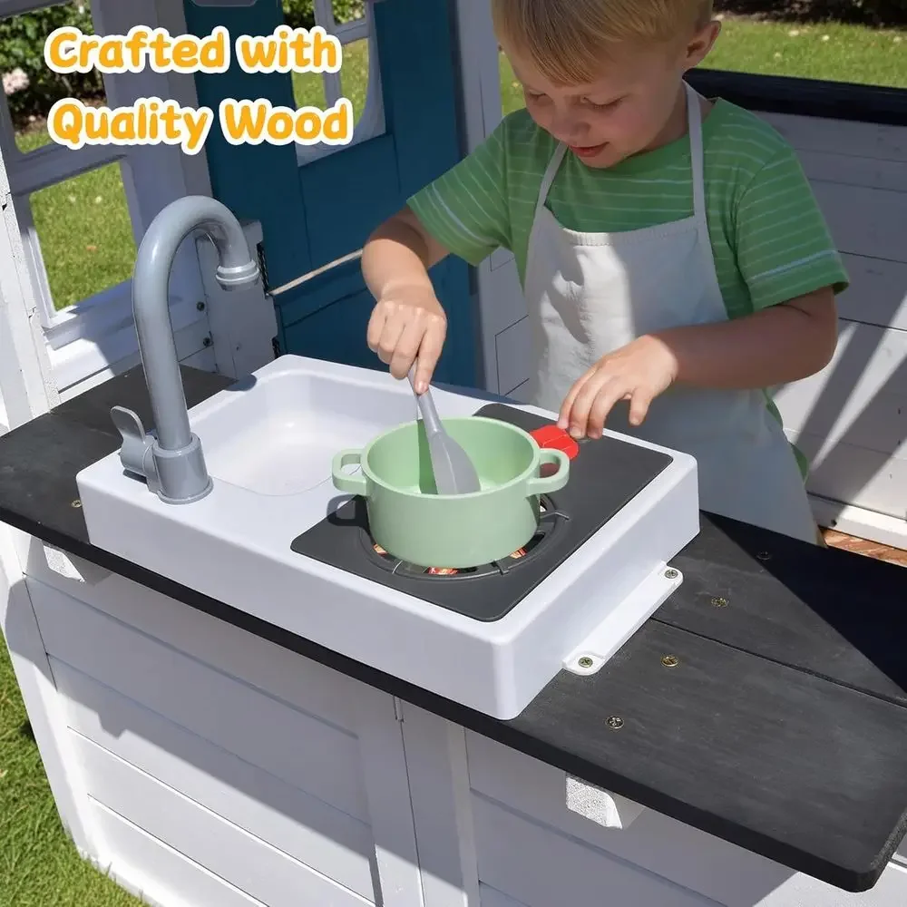 YOE Wooden Kids Playhouse with - огляд і ціна Kids Outdoor House With Kitchen