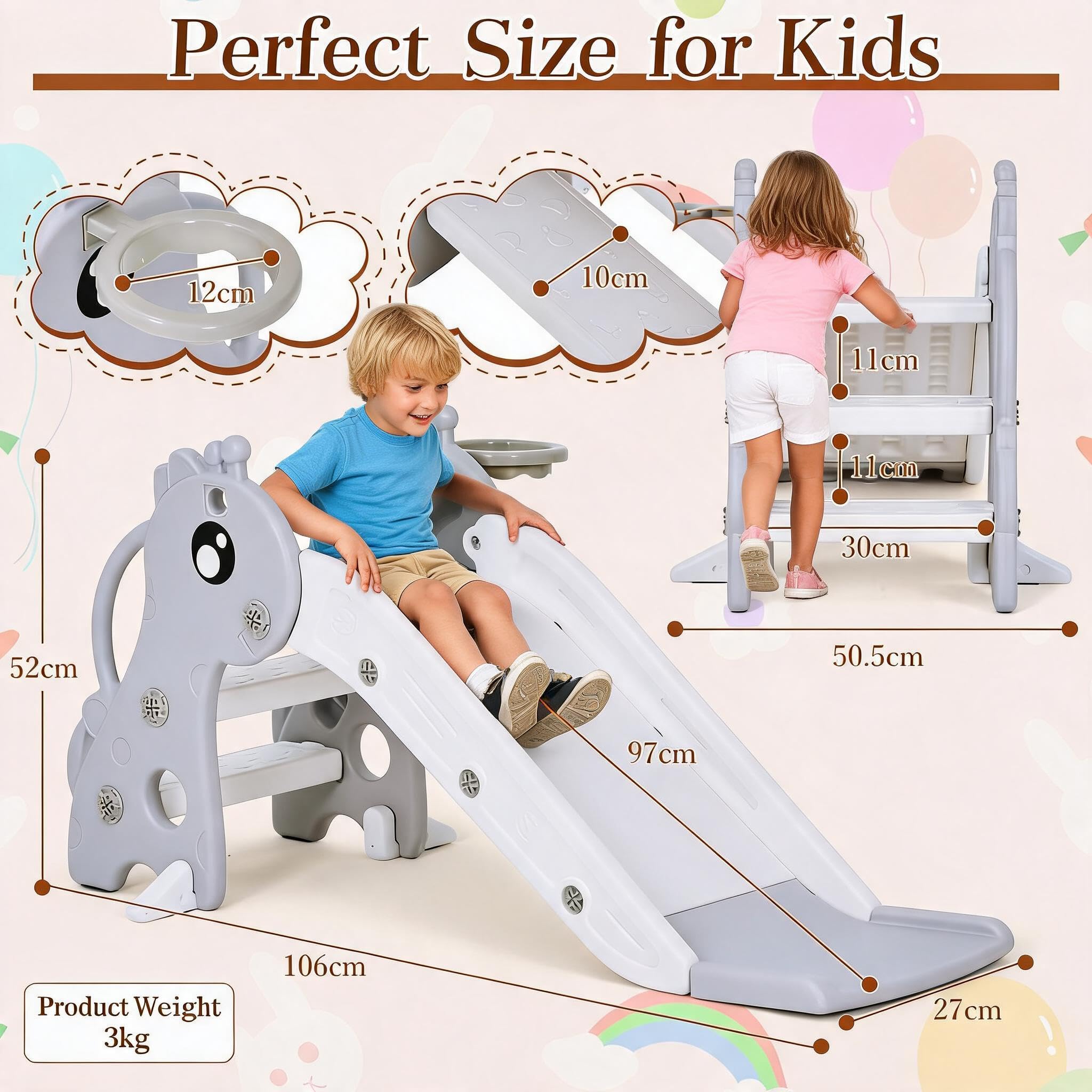 3 In 1 Toddler Slide With Bask - огляд і ціна Kids Outdoor Climber