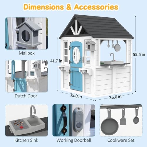 Wooden Kids Playhouse with Kit - огляд і ціна Kids Outdoor House With Kitchen