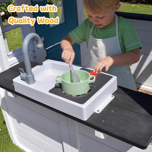 Wooden Kids Playhouse with Kit - огляд і ціна Kids Outdoor House With Kitchen
